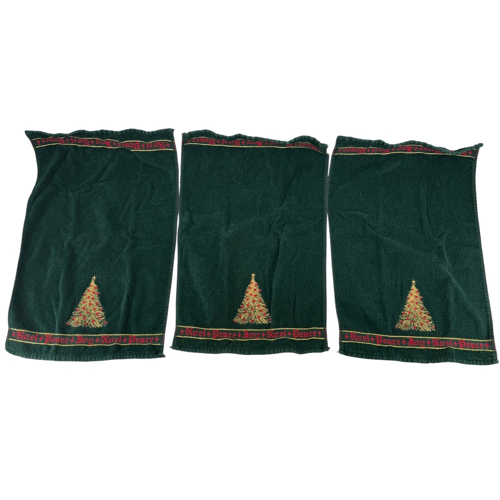 Vintage Christmas Towels Lot 9 Embroidered Trees Santa Poinsettia Holiday Decor - Picture 8 of 13